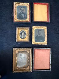4 Antique Miniature Daguerreotypes/Tin Types