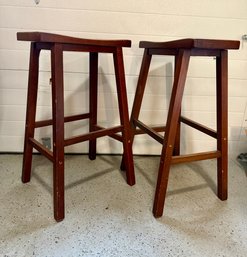 Two Wood Barstools