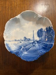 Antique Rosenthal R.C. 'Versailles' Delft Porcelain Bowl C. 1900  Hand-Decorated Dutch Canal Scene  Art Nouv