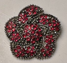 Beautiful Red Rhinestone Vintage Brooch