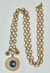 Liz Clairborne 17' Necklace- Pendant Of Blue Stones And Faux Pearls