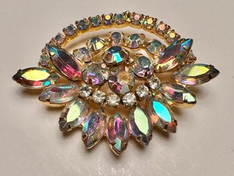Large Brooch-iridescent Rhinestones