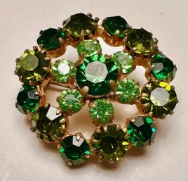 Vintage Green Rhinestone Pin