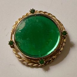 Large Round Green Brooch