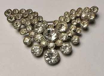 Vintage V Shaped Rhinestone Brooch