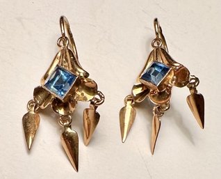 Dainty Cooper Earrings With Blue Stone