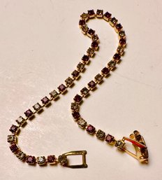 Rhinestone Tennis Bracelet-dark Red & Clear Stones