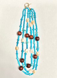 'Zoe B ' Signed - Triple Strand Beads  -marked 14K