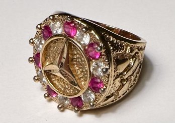 Mens Ring -Red Rhinestones