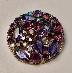 Purple Rhinestone Brooch