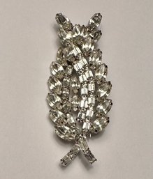 Leaf Brooch - Clear Multi-shaped Rhinestones