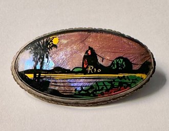 Beautiful Hand Painted Scenic 'RIO' Pin