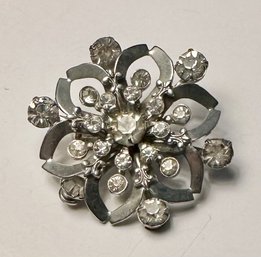 Rhinestone Floral Brooch