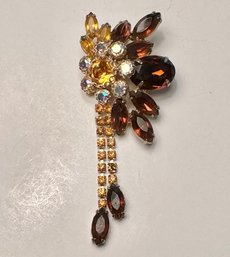 Floral Rhinestone Brooch