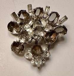 Brooch/Pendant  Smoky Black And Clear Rhinestones