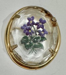 Floral Reverse Painted Pin