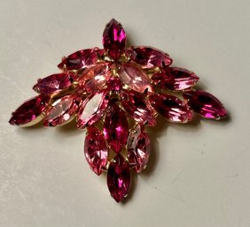 Vintage Pink Rhinestone Brooch