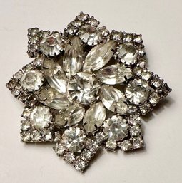 Vintage Brooch Of Multi-shaped Clear Rhinestones