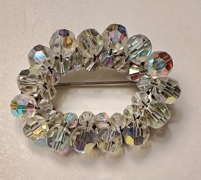 Oval Brooch- Opalescent Beads