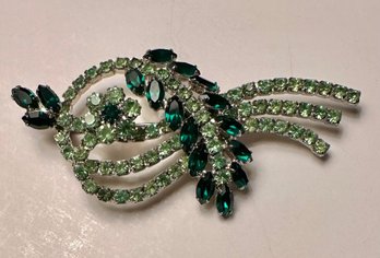 Beautiful Green Rhinestone Brooch