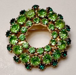 Green Rhinestone Brooch