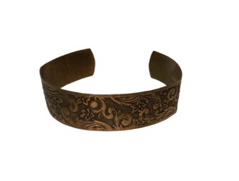 Copper Cuff Bracelet With Floral Design 3' Diameter