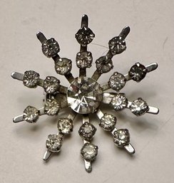 Vintage Snowflake Rhinestone Brooch