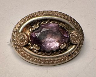Victorian Purple Oval Pin