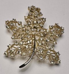 Maple Leaf Rhinestone Brooch