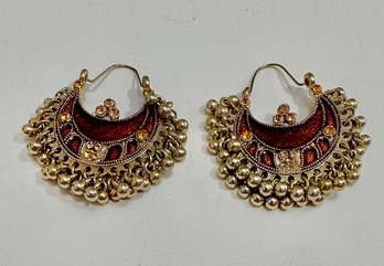 Earrings With Brown And Gold Accents