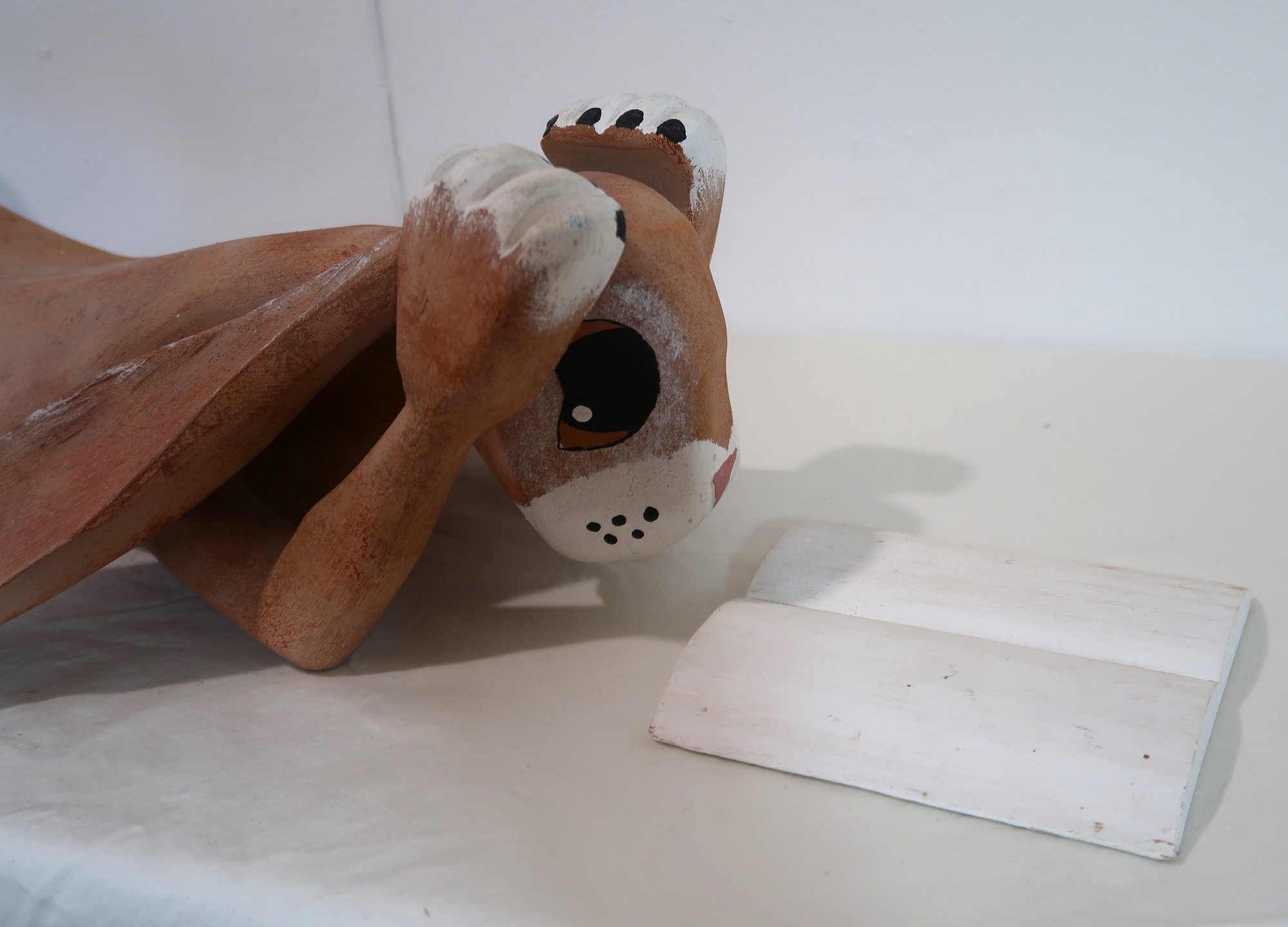 Large Carved Wood Folk Sculpture Reading Rabbit By Rory Alvarez #4918 ...