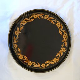 Black & Gold Toleware Shallow Tray