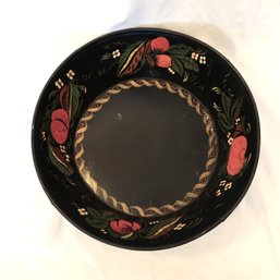 Toleware Bowl / Basin Painted Folkware Black