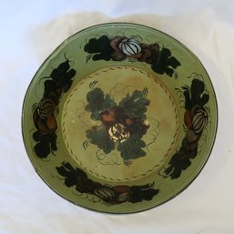 Toleware Bowl / Basin Painted Folkware Green