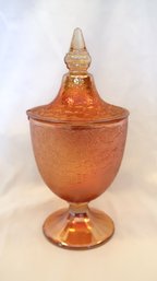 Jeanette Marigold Carnival Glass Apothecary Jar