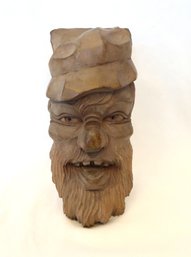 Hand-Carved Wooden Face