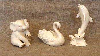 Lenox Porcelain Miniatures - Animal Trio With 24k Gold Accents