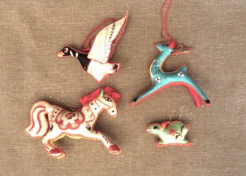 Chinese Animal Embroided Holiday Ornaments (set Of 4)