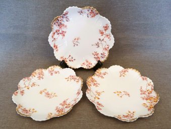 Elite Works Limoges Scalloped Edge Porcelain Dessert Plates (set Of 3) Antique