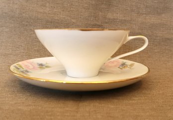 Lorenz Hutschenreuther Porcelain Teacup & Saucer With Gold Trim