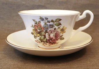 Crownford Fine Bone China Teacup & Saucer With Gold Detailing