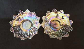 Federal Glass Petal Carnival Flashed Plate Set Of 2