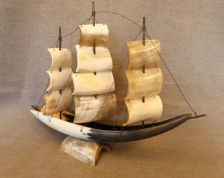 Handmade Bullhorn & Brass Ship