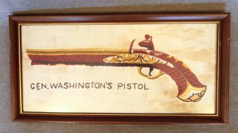 General Washington's Hand-Embroidered Pistol - Framed