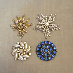 Rhinestone Brooches (set Of 4)