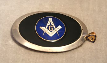 Freemasons Masons Belt Buckle And Lapel Pin