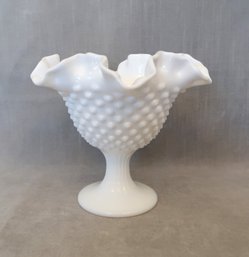 Fenton Hobnail White Milk Glass Pedestal Compote