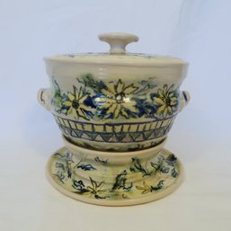 Pottery Tureen With Stand And Lid