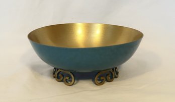 Kyes Pasadena Blue Moire Glaze Small Footed Enamel Bowl