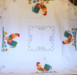 Rooster Tablecloth Vintage Cotton